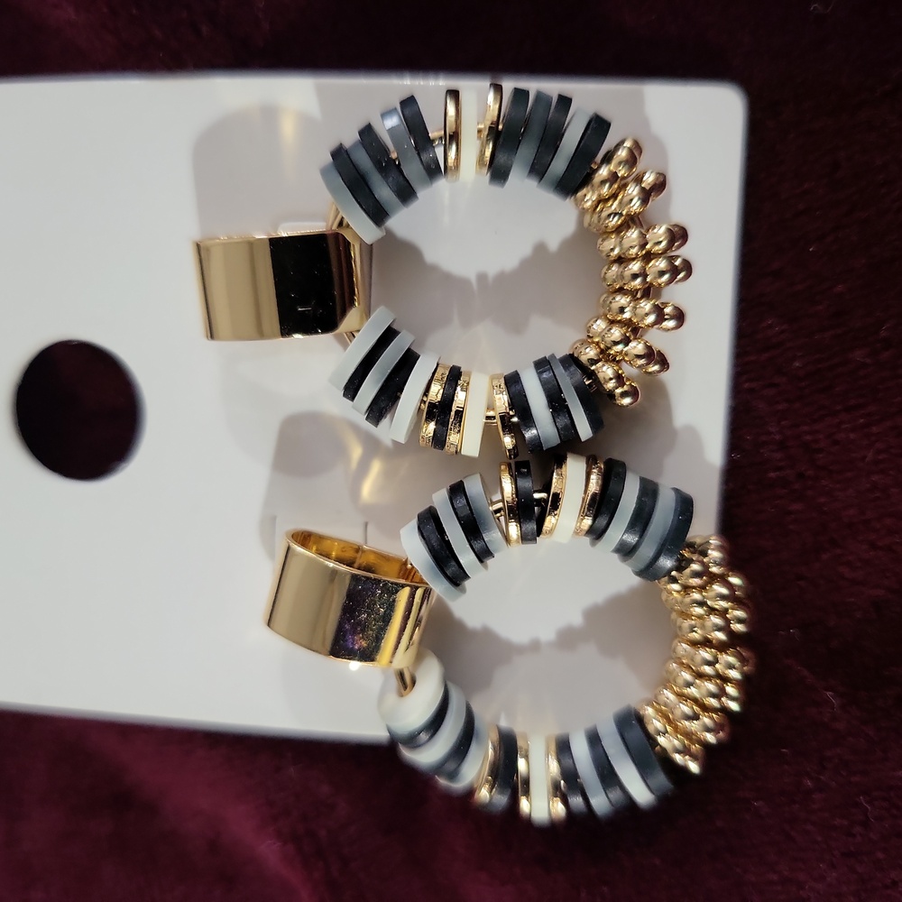Shades of Blue Gold tone Hoops earrings